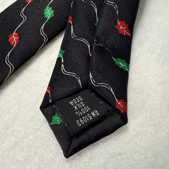 Holidays Christmas Neck Tie 100% Silk Old Style Tree Lights 60” X 4 - Picture 5 of 5